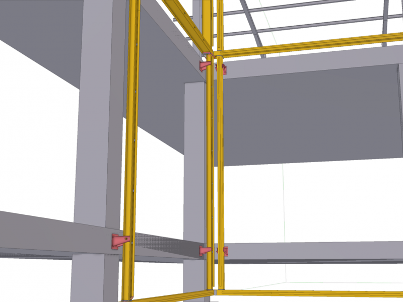 Trabajos dentro de las antiguas instalaciones de Damm de cara a reorganizar el proceso productivo entre ellos la colocación de una pasarela de 52x5x4m y 78 toneladas de peso de la cual se descolgo una mezzanine intermedia para trabajos de mantenimiento.